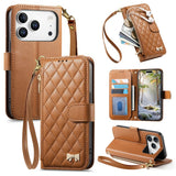 iPhone 18 Pro Max / 17 Pro Max EIDERWOOD Kunstskinn Flip Deksel m. Tekstur & Stropp - Brun
