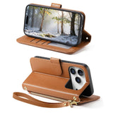 iPhone 18 Pro Max / 17 Pro Max EIDERWOOD Kunstskinn Flip Deksel m. Tekstur & Stropp - Brun