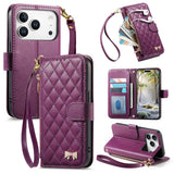 iPhone 18 Pro Max / 17 Pro Max EIDERWOOD Kunstskinn Flip Deksel m. Tekstur & Stropp - Lilla