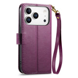 iPhone 18 Pro Max / 17 Pro Max EIDERWOOD Kunstskinn Flip Deksel m. Tekstur & Stropp - Lilla
