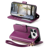 iPhone 18 Pro Max / 17 Pro Max EIDERWOOD Kunstskinn Flip Deksel m. Tekstur & Stropp - Lilla