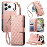 iPhone 18 Pro Max / 17 Pro Max EIDERWOOD Kunstskinn Flip Deksel m. Tekstur & Stropp - Rosa