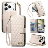 iPhone 18 Pro Max / 17 Pro Max EIDERWOOD Kunstskinn Flip Deksel m. Tekstur & Stropp - Hvit