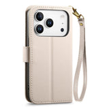 iPhone 18 Pro Max / 17 Pro Max EIDERWOOD Kunstskinn Flip Deksel m. Tekstur & Stropp - Hvit