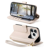 iPhone 18 Pro Max / 17 Pro Max EIDERWOOD Kunstskinn Flip Deksel m. Tekstur & Stropp - Hvit
