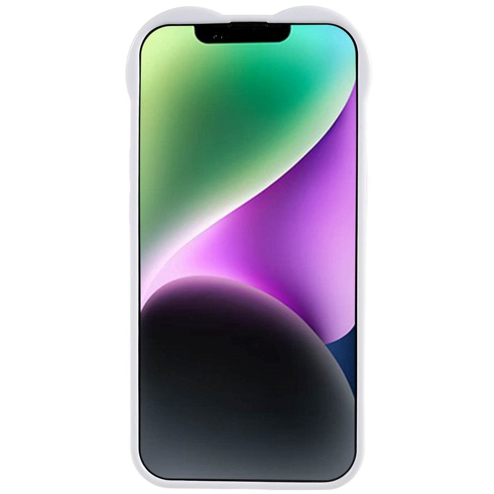 iPhone 14 3D Plastdeksel Fleksibel m. Hjerte - Hvit