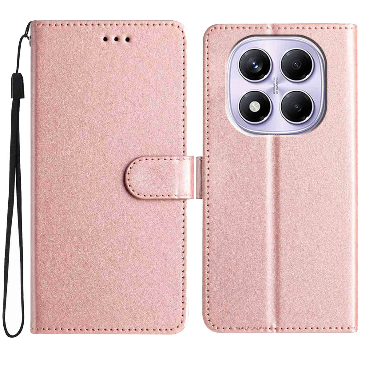 Xiaomi Redmi Note 15 (5G) / Poco M8 (5G) EIDERWOOD Kunstskinn Flip Deksel m. Stropp – Rosegull