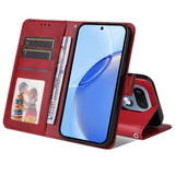 Realme 16 Pro EIDERWOOD Kunstskinn Flip Deksel m. Stropp - Rød