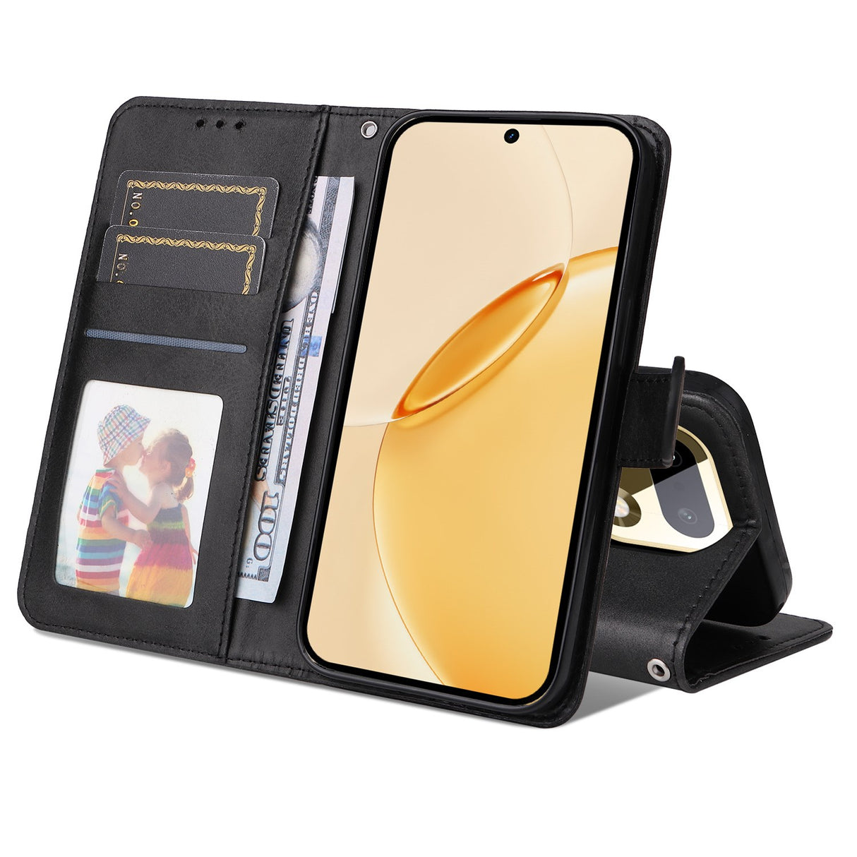 Realme 16 Pro+ EIDERWOOD Kunstskinn Flip Deksel m. Stropp - Svart