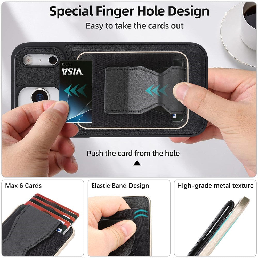 iPhone 17 Pro EIDERWOOD Kunstskinn Bak Deksel m. Kortholder & Stativfunksjon - MagSafe Kompatibel - Svart