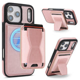 iPhone 17 Pro EIDERWOOD Kunstskinn Bak Deksel m. Kortholder & Stativfunksjon - MagSafe Kompatibel - Rosa