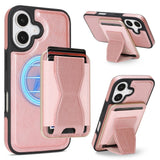 iPhone 17 EIDERWOOD Kunstskinn Bak Deksel m. Kortholder & Stativfunksjon - MagSafe Kompatibel - Rosa