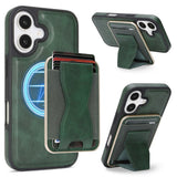 iPhone 17 EIDERWOOD Kunstskinn Bak Deksel m. Kortholder & Stativfunksjon - MagSafe Kompatibel - Grønn