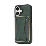 iPhone 17 EIDERWOOD Kunstskinn Bak Deksel m. Kortholder & Stativfunksjon - MagSafe Kompatibel - Grønn