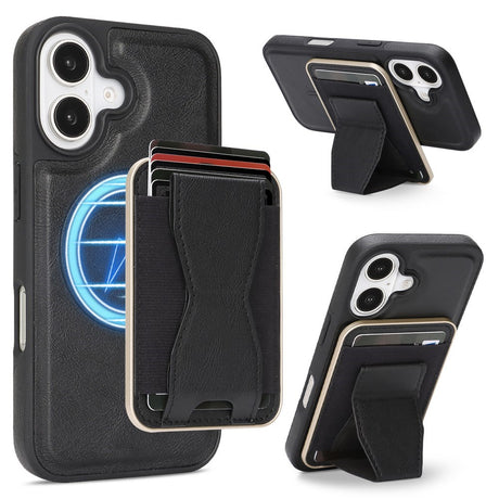 iPhone 17 EIDERWOOD Kunstskinn Bak Deksel m. Kortholder & Stativfunksjon - MagSafe Kompatibel - Svart