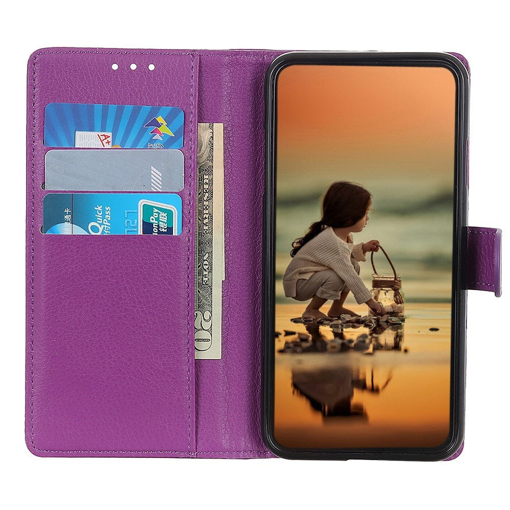 Motorola Edge 70 Fusion EIDERWOOD Kunstskinn Flip Deksel m. Kortholder & Støttefunksjon – Lilla