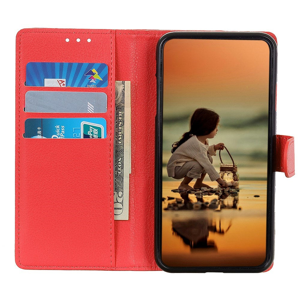 Motorola Edge 70 Fusion EIDERWOOD Kunstskinn Flip Deksel m. Kortholder & Støttefunksjon – Rød