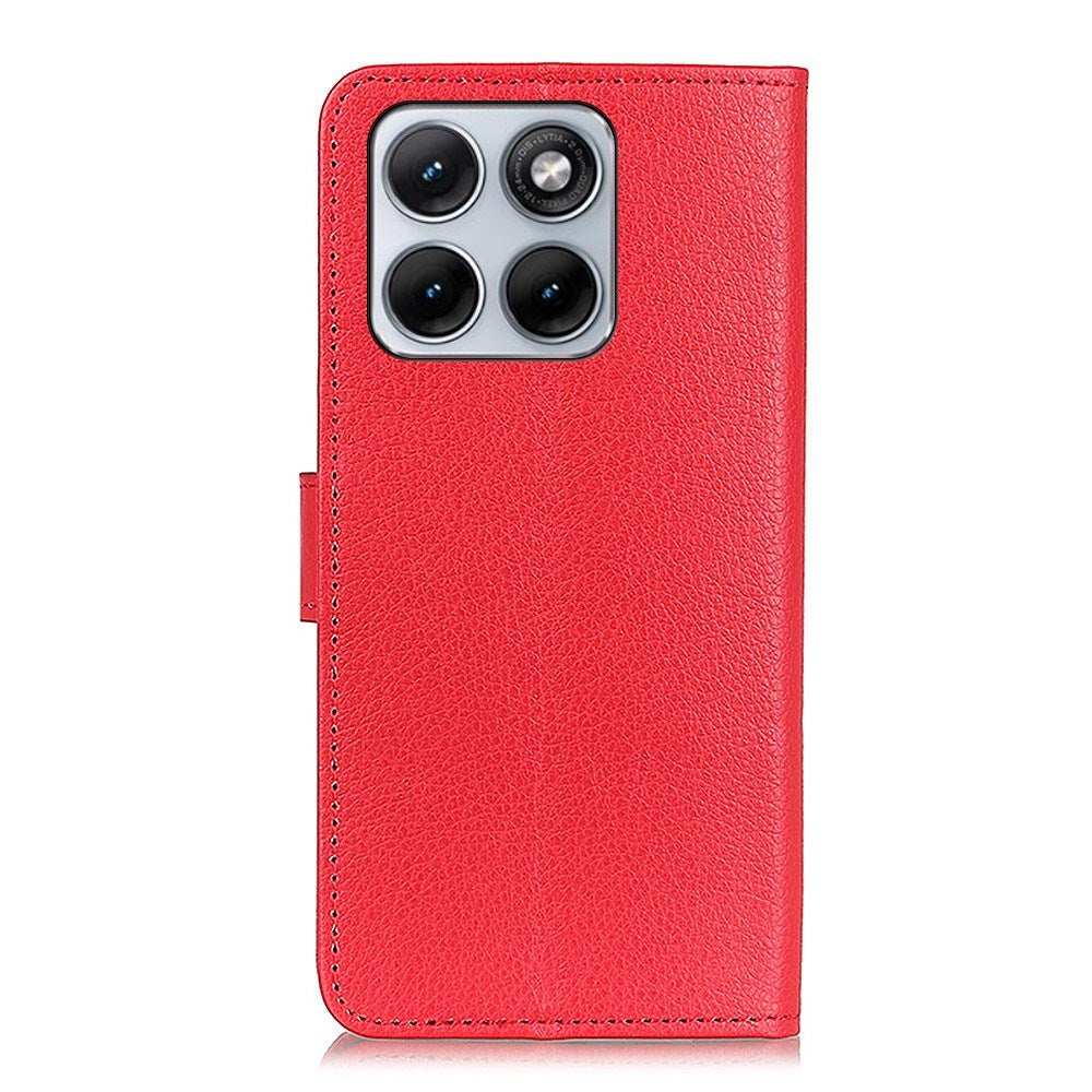 Motorola Edge 70 Fusion EIDERWOOD Kunstskinn Flip Deksel m. Kortholder & Støttefunksjon – Rød