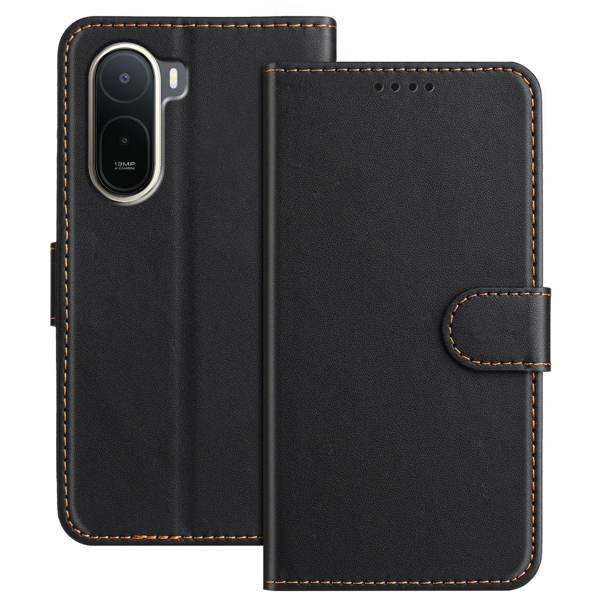 Xiaomi Redmi A7 Pro EIDERWOOD Kunstskinn Flip Deksel m. Kortlomme & Stativfunksjon - Svart