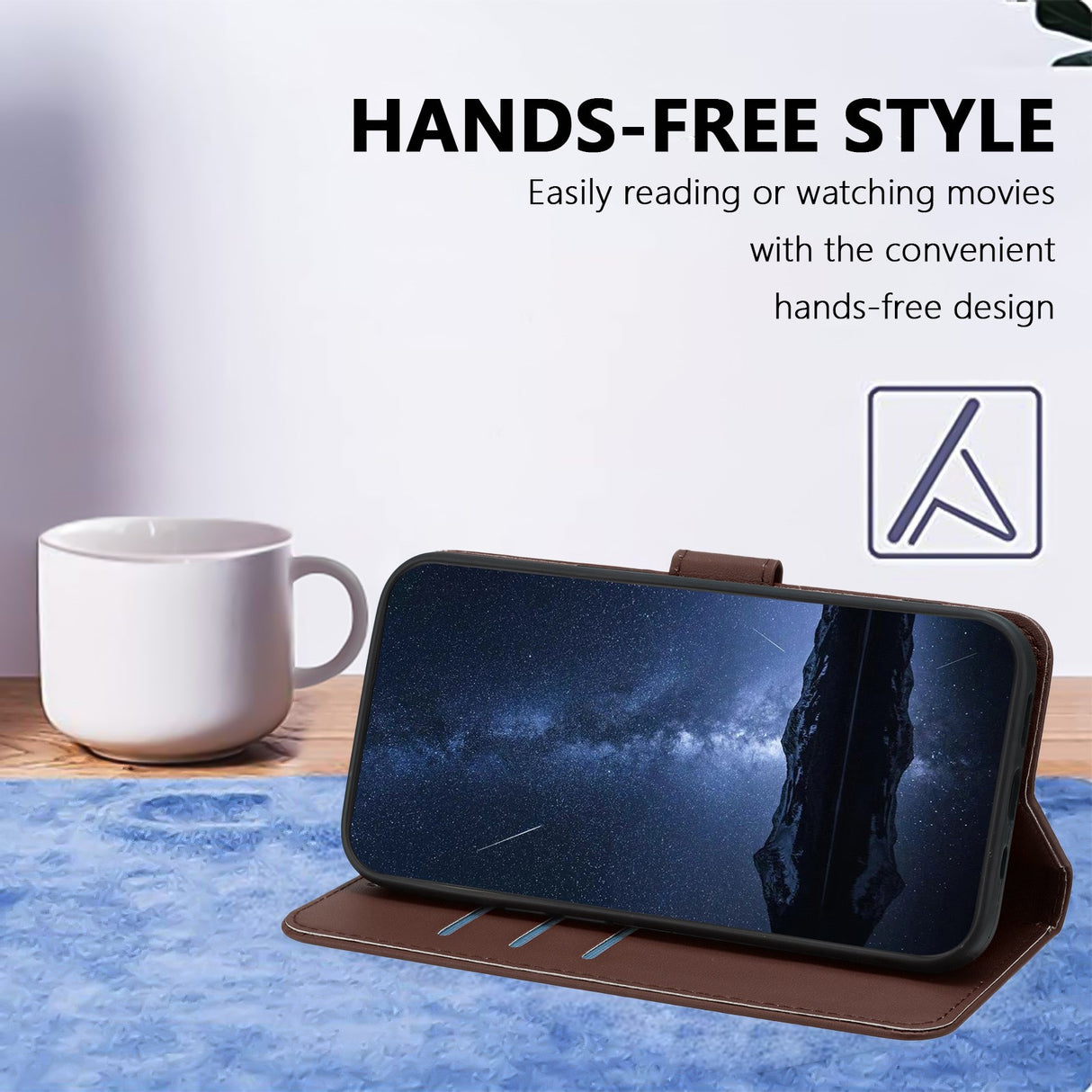 Xiaomi Redmi A7 Pro EIDERWOOD Kunstskinn Flip Deksel m. Kortlomme & Stativfunksjon - Brun