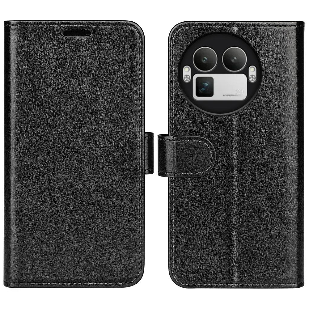 Realme GT 8 Pro EIDERWOOD Kunstskinn Flip Deksel m. Kortlomme & Stativfunksjon - Svart