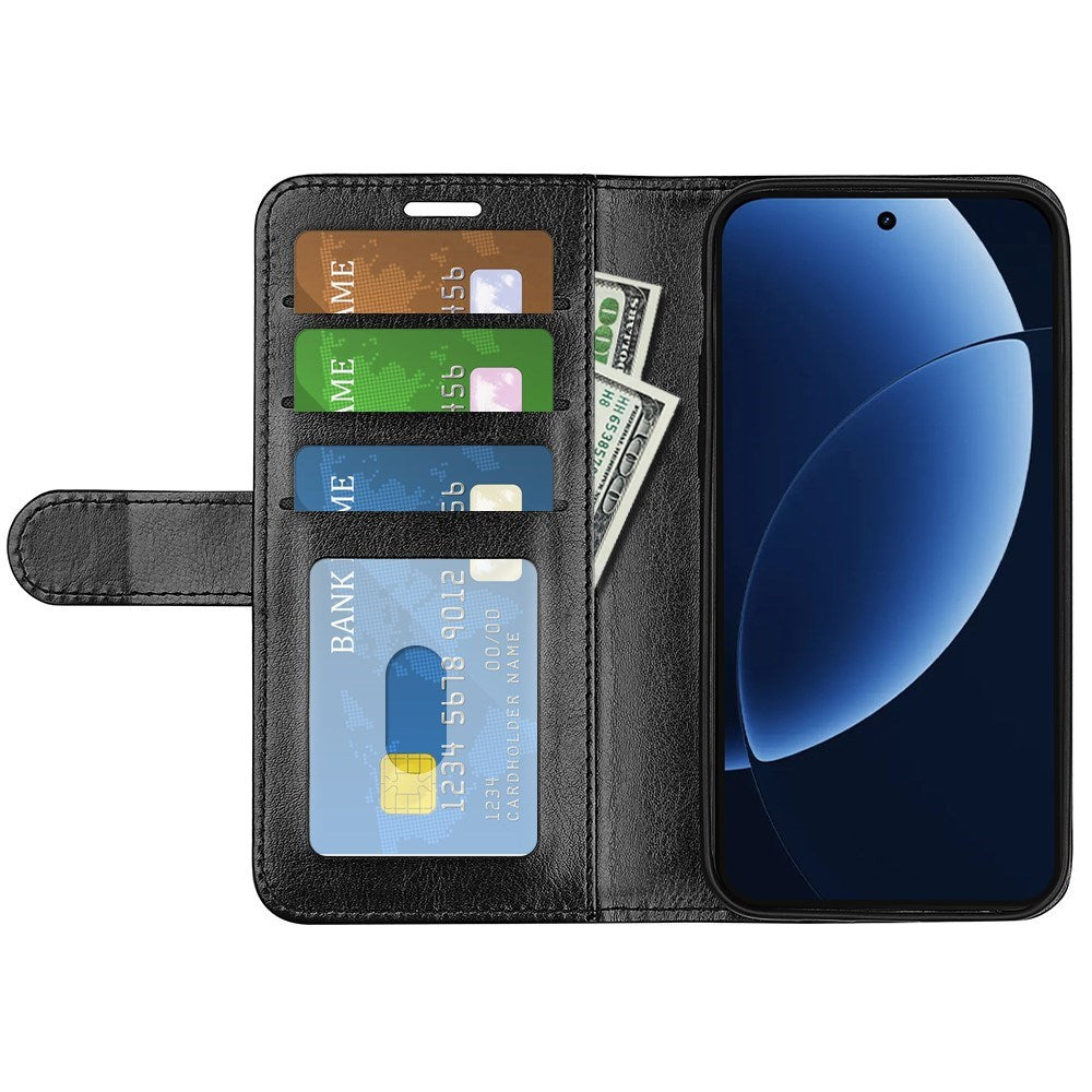 Realme GT 8 Pro EIDERWOOD Kunstskinn Flip Deksel m. Kortlomme & Stativfunksjon - Svart