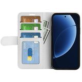 Realme GT 8 Pro EIDERWOOD Kunstskinn Flip Deksel m. Kortlomme & Stativfunksjon - Hvit