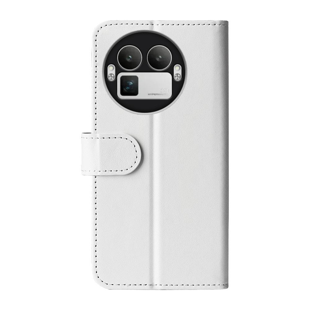 Realme GT 8 Pro EIDERWOOD Kunstskinn Flip Deksel m. Kortlomme & Stativfunksjon - Hvit