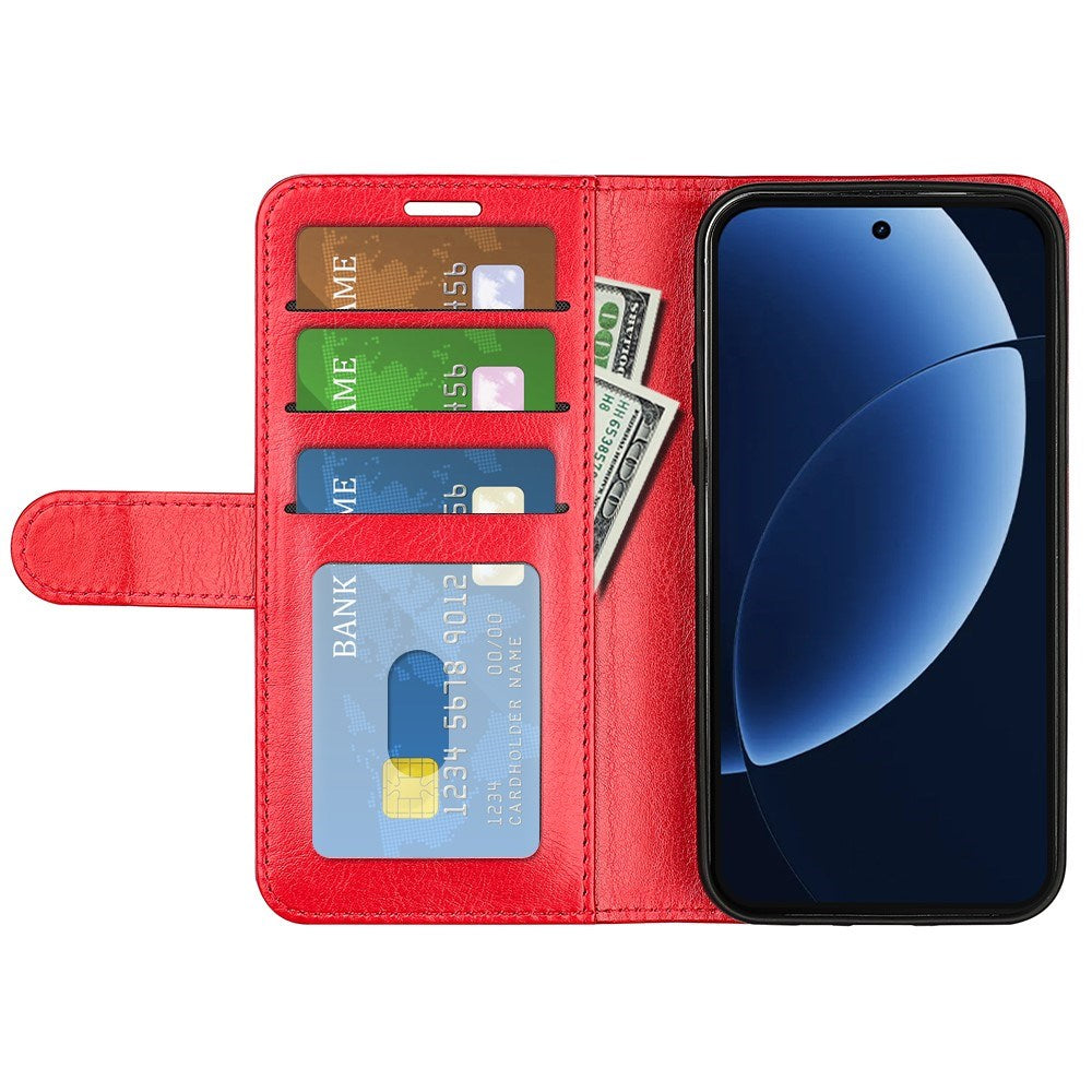 Realme GT 8 Pro EIDERWOOD Kunstskinn Flip Deksel m. Kortlomme & Stativfunksjon - Rød