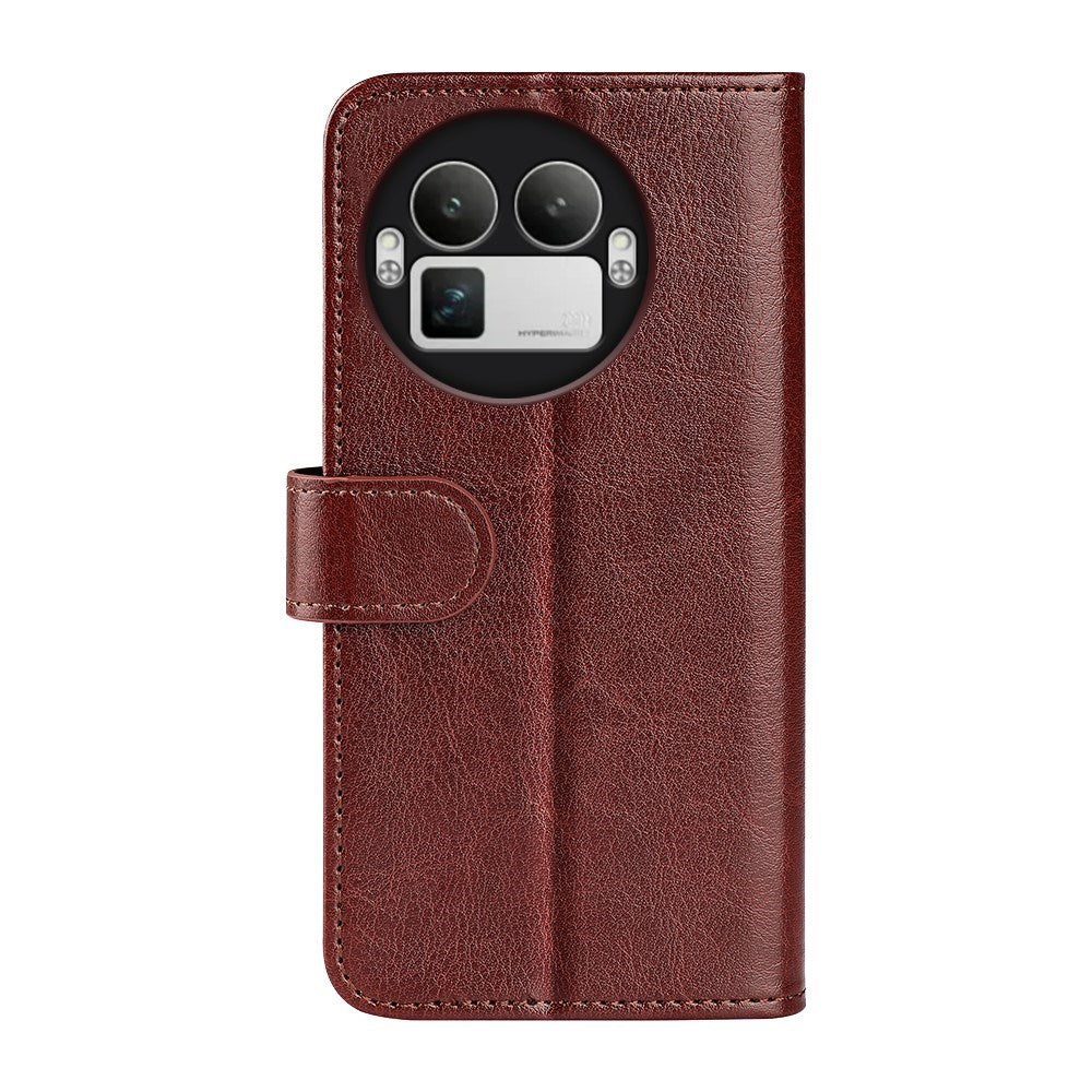 Realme GT 8 Pro EIDERWOOD Kunstskinn Flip Deksel m. Kortlomme & Stativfunksjon - Brun