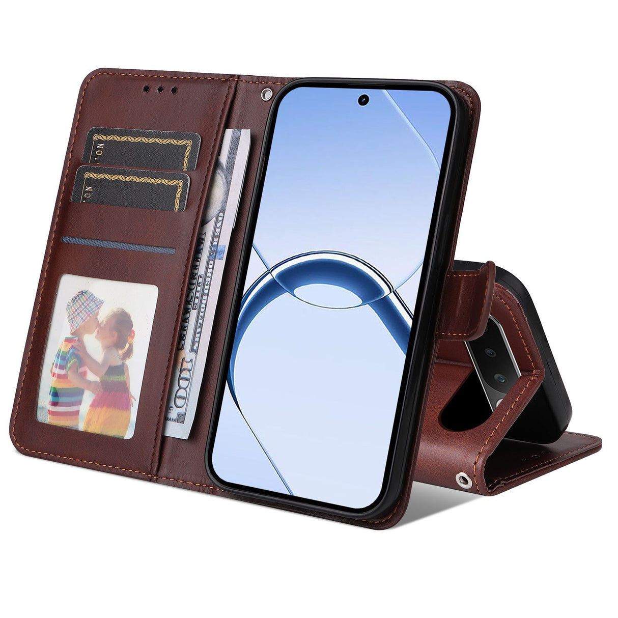 Realme 16 EIDERWOOD Kunstskinn Flip Deksel m. Stropp - Brun