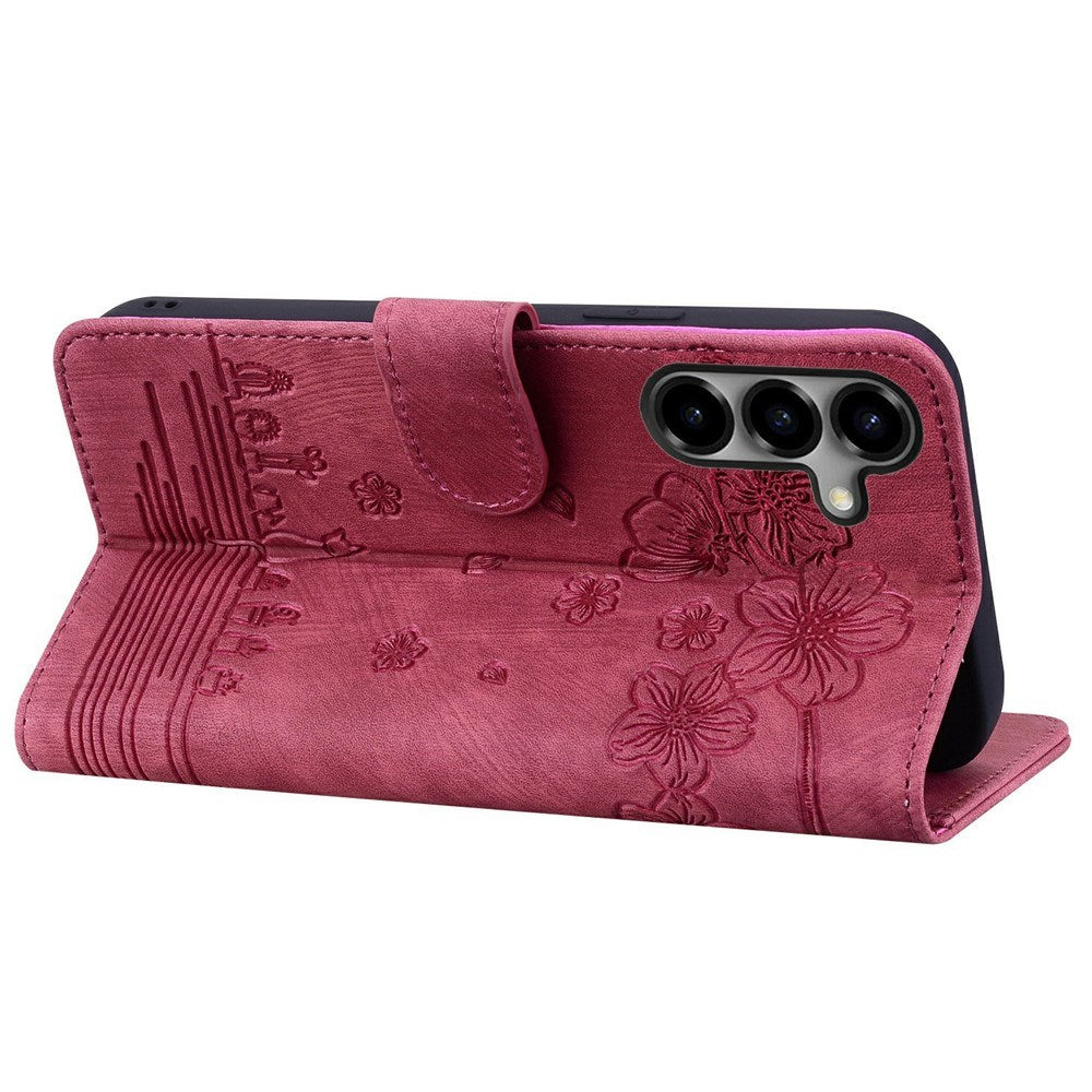 Samsung Galaxy S26 EIDERWOOD Flip Deksel med Trykk / Kortholder / Stropp - Rød