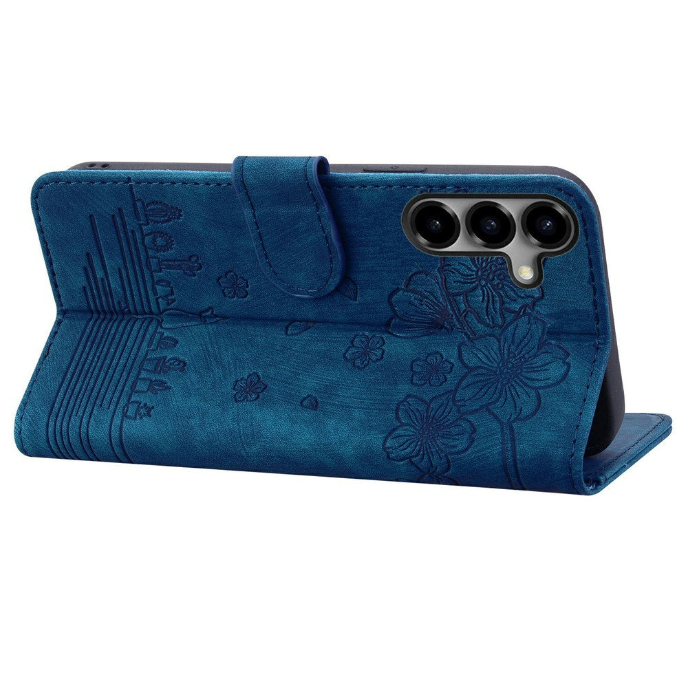 Samsung Galaxy S26 EIDERWOOD Flip Deksel med Trykk / Kortholder / Stropp - Blå