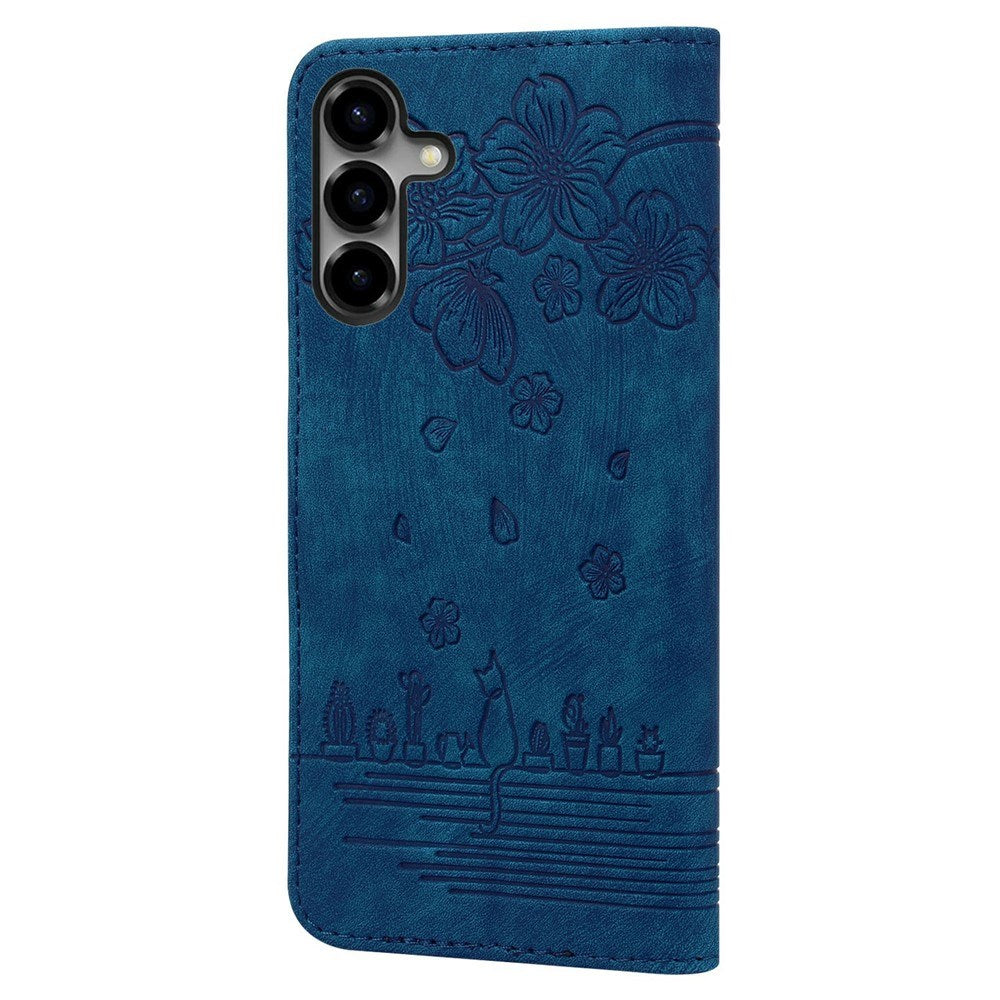 Samsung Galaxy S26 EIDERWOOD Flip Deksel med Trykk / Kortholder / Stropp - Blå