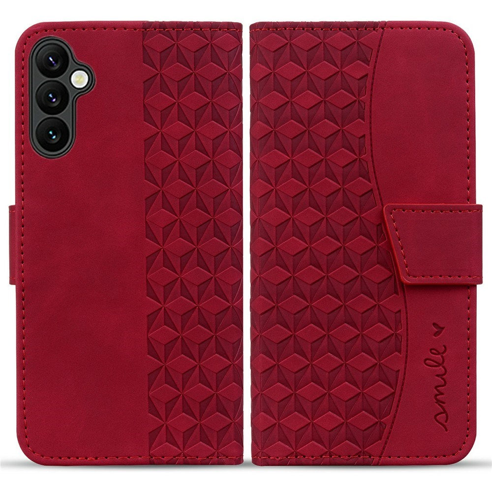 Samsung Galaxy A57 EIDERWOOD Flip Deksel med Trykk - Kortholder & Stropp - Rød