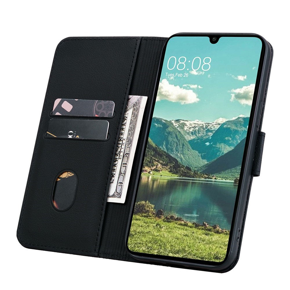 Samsung Galaxy A57 EIDERWOOD Flip Deksel med Trykk - Kortholder & Stropp - Svart