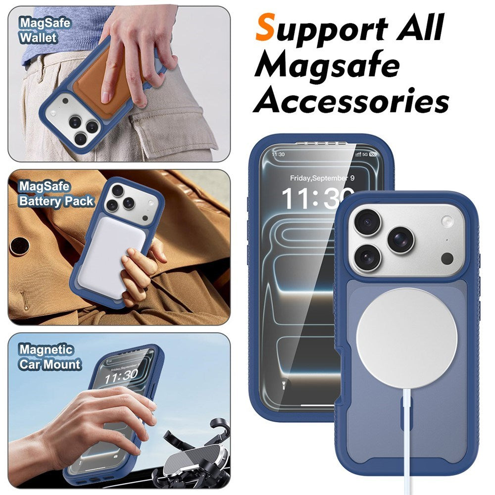 iPhone 18 Pro / 17 Pro EIDERWOOD 2-i-1 Matt Hybrid Plast Deksel m. Skjermbeskyttelsesfilm - MagSafe Kompatibel - Blå