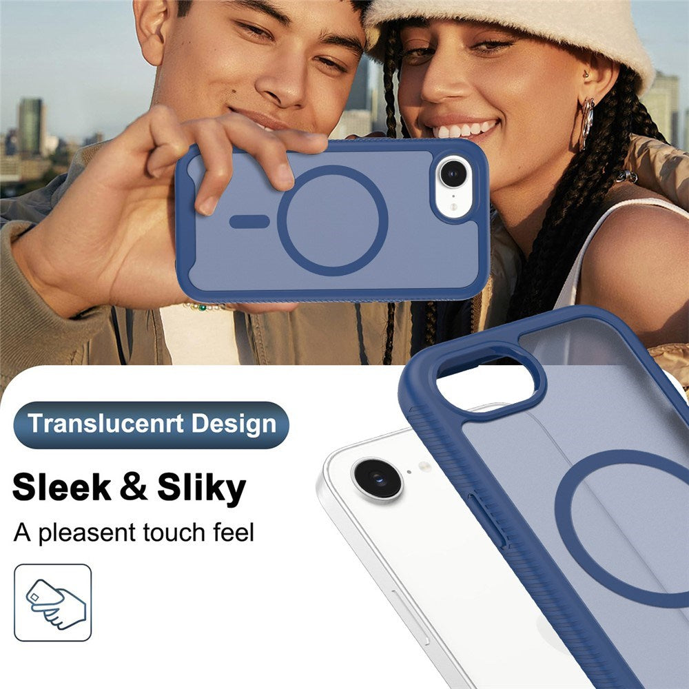 iPhone 17e / 16e EIDERWOOD Matt Hybriddeksel med Skjermbeskytterramme - Blå
