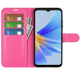 OPPO A17 EIDERWOOD Kunstskinn Flip Deksel m. Kortholder & Stativfunksjon - Pink