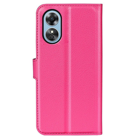 OPPO A17 EIDERWOOD Kunstskinn Flip Deksel m. Kortholder & Stativfunksjon - Pink