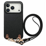 iPhone 17 Pro EIDERWOOD Kunstskinn Bakside Deksel m. Stropp - Svart