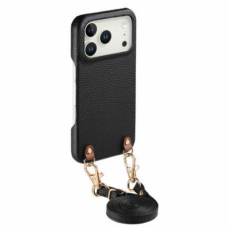 iPhone 17 Pro EIDERWOOD Kunstskinn Bakside Deksel m. Stropp - Svart