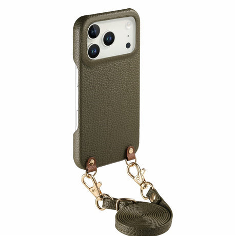 iPhone 17 Pro EIDERWOOD Kunstskinn Bakside Deksel m. Stropp - Grønn