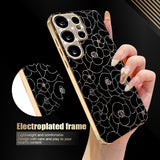 Samsung Galaxy S26 Ultra EIDERWOOD Hybrid Plast Deksel m. Blomster & Diamant Kamera - Svart