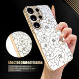 Samsung Galaxy S26 Ultra EIDERWOOD Hybrid Plast Deksel m. Blomster & Diamant Kamera - Hvit