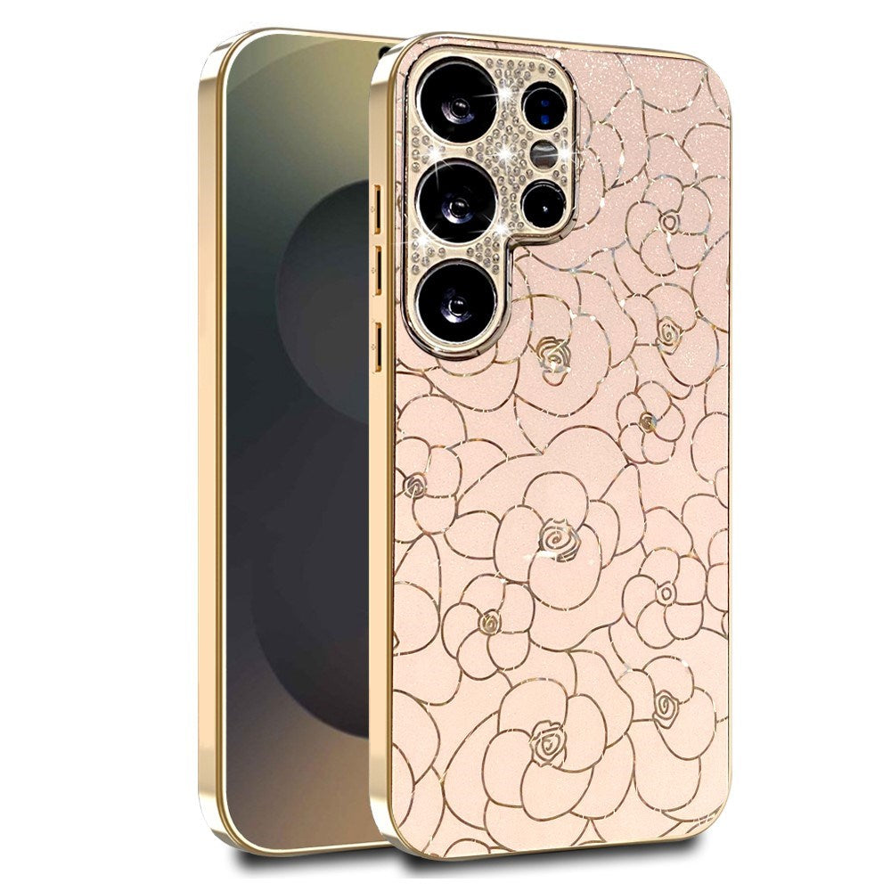 Samsung Galaxy S26 Ultra EIDERWOOD Hybrid Plast Deksel m. Blomster & Diamant Kamera - Rosa