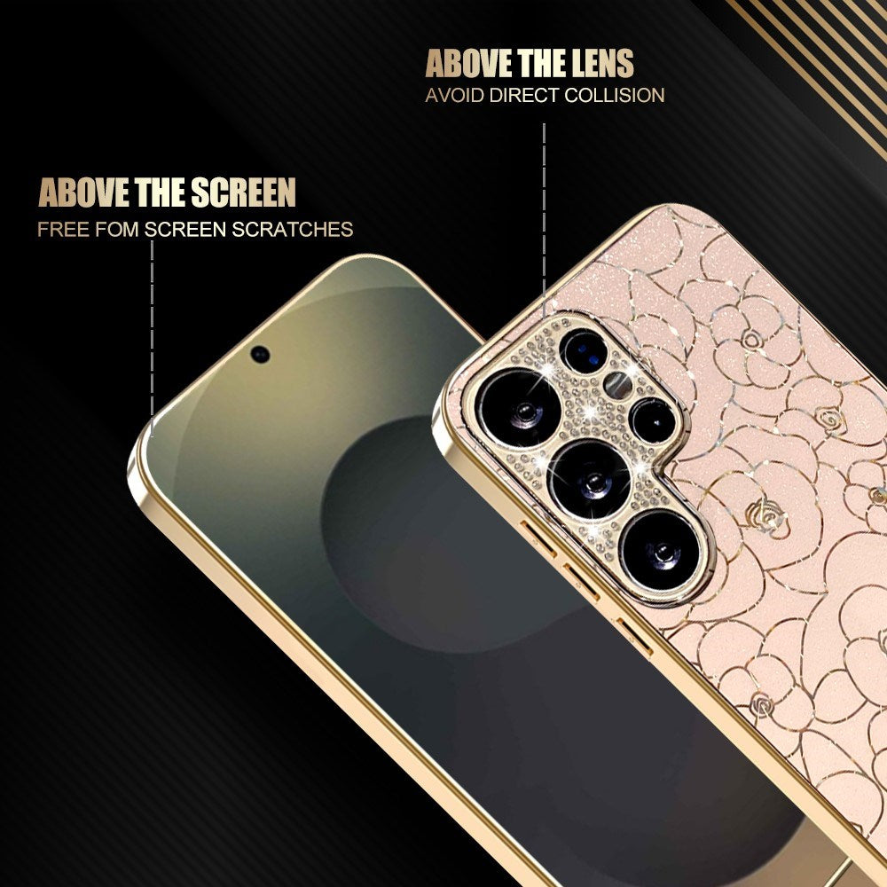 Samsung Galaxy S26 Ultra EIDERWOOD Hybrid Plast Deksel m. Blomster & Diamant Kamera - Rosa