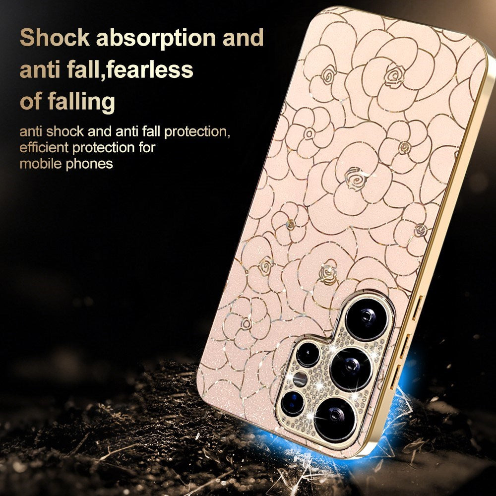 Samsung Galaxy S26 Ultra EIDERWOOD Hybrid Plast Deksel m. Blomster & Diamant Kamera - Rosa