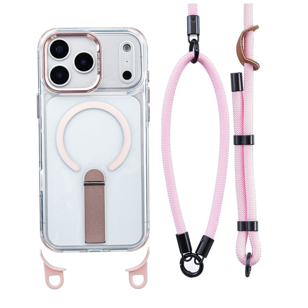 iPhone 17 Pro EIDERWOOD Deksel med Stativfunksjon & Skulder- / Håndleddsstropp - MagSafe Kompatibel - Rosa