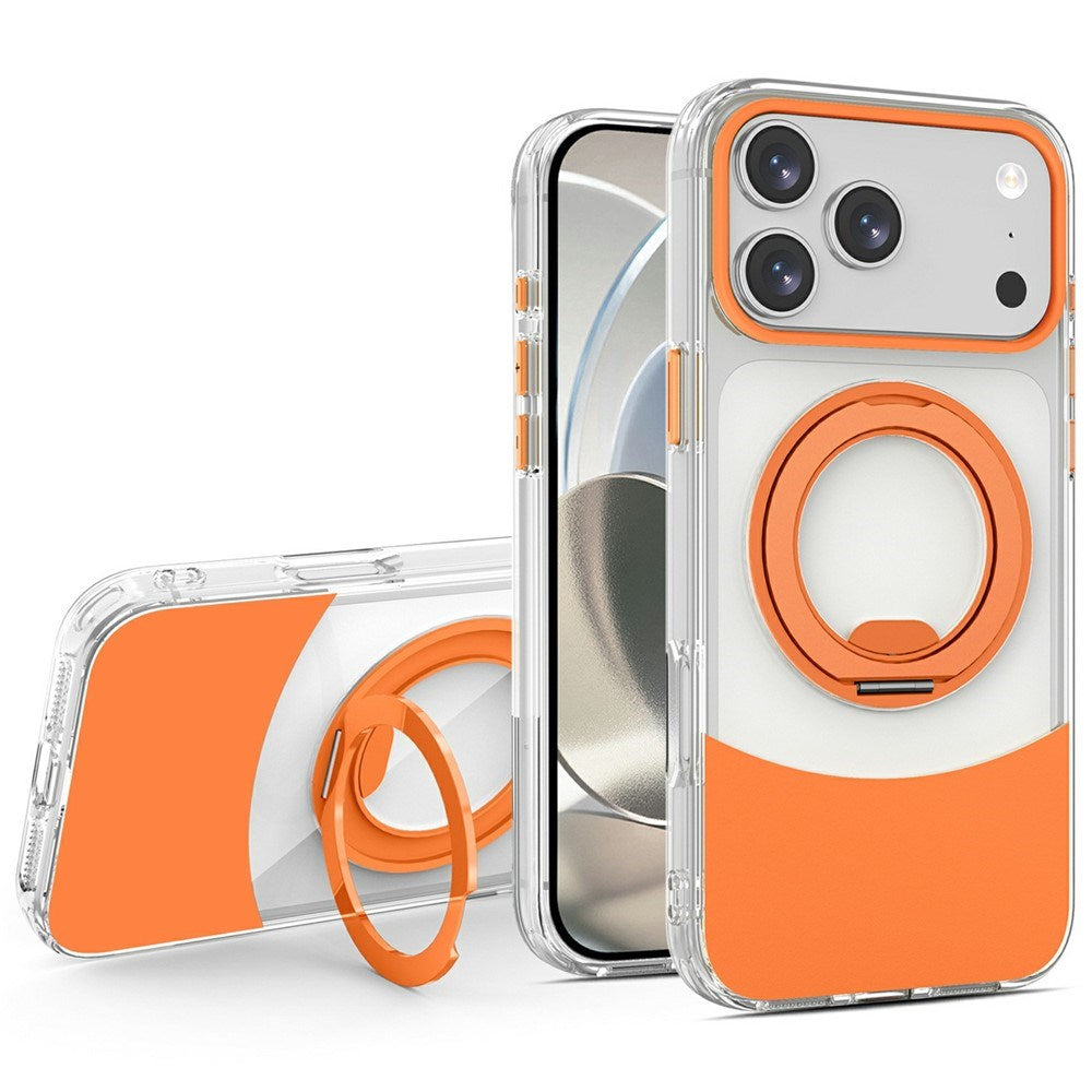 iPhone 17 Pro EIDERWOOD Hybrid Deksel med Stativfunksjon - MagSafe Kompatibel - Gjennomsiktig / Oransje